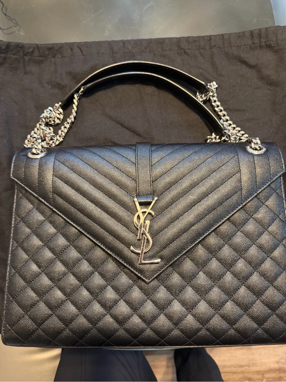 Envelope Triquilt Medium YSL Shoulder Bag Grained Leather **Worn 2x FINAL SALE**
